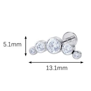 Graduated CZ Cluster Labret Stud for Helix and Lobe Piercings - Image 3