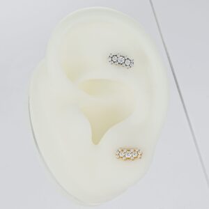 G23 Titanium 9-Stone Jeweled Threaded Flat Back Stud - Image 5