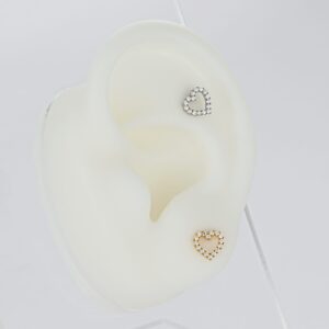 Titanium Heart CZ Flat Back Labret Stud – ASTM F136 - Image 4