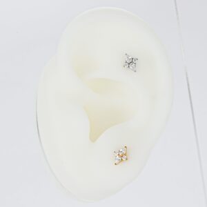 Marquise CZ Titanium Labret Stud – Internally Threaded Flat Back Ear Piercing Jewelry - Image 5