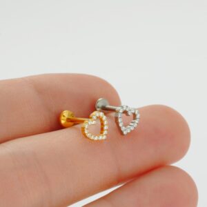 Titanium Heart CZ Flat Back Labret Stud – ASTM F136 - Image 5