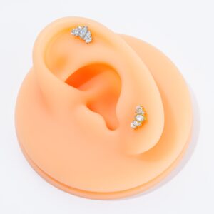Titanium Marquise CZ Cluster Labret Stud for Ear Piercings - Image 4