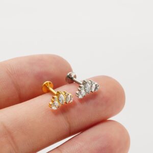 Titanium Marquise CZ Cluster Labret Stud for Ear Piercings - Image 5