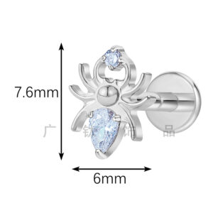 spider labret stud dimensions 7.6mm by 6mm