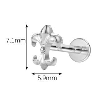 fleur-de-lis labret stud dimensions 7.1mm by 5.9mm