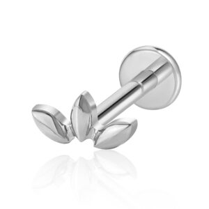 High-polish silver ASTM F136 titanium ear stud featuring a clear graduated 5-gem chevron design cluster.