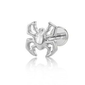 High polished implant grade G23 titanium spider labret stud for helix piercings.