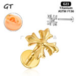 Gothic Cross Flat Back Labret Stud 16G Titanium