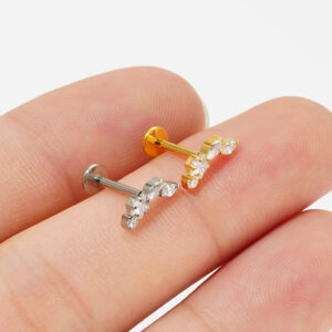 F136 Titanium Threaded Labret – Star & Marquise Cluster 16G - Image 4