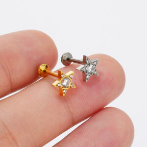 Titanium Star Flat Back Labret Stud - Image 4